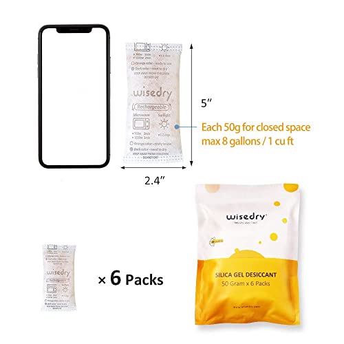 wisedry Odnawialne saszetki z żelem krzemionkowym 50 g (6 opakowań), p - obrazek 5