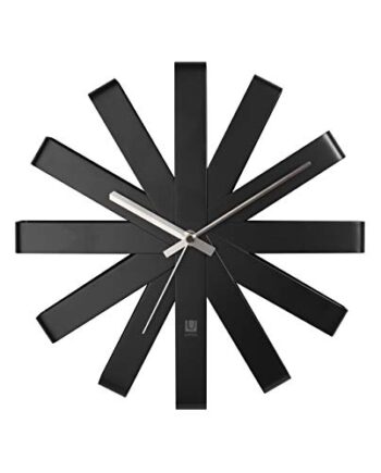 Umbra Ribbon Wanduhr, Moderne Quarz Wanduhr aus gebogenem Metall für Küche, Büro und Schlafzimmer, 31 cm