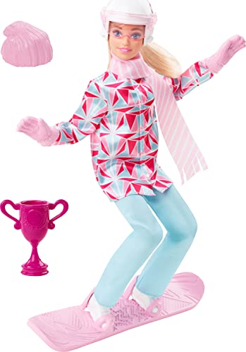 Barbie Sporty zimowe Snowboardzistka Lalka blondynka (30 cm) z kurtką,