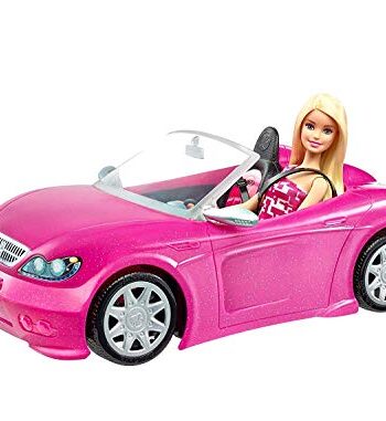 Barbie Playset with Sparkly Pink 2-Seater Toy Convertible Car Featurin