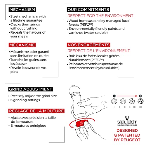 Peugeot Paris Mühlen-Set Pfeffer/Salz, Mahlgradeinstellung u'Select, Höhe: 18 cm, Holz, Natur, 2/23386 - obrazek 4