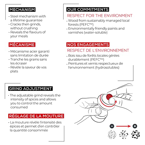 Peugeot Bistro Mühlen-Set Pfeffer/Salz, Klassische Mahlgradeinstellung, Höhe: 10 cm, Holz, Natur/Schwarz, 2/22594 - obrazek 4