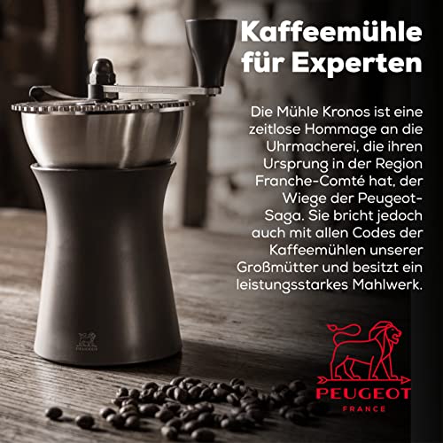 Peugeot Kaffeemühle Kronos 19 cm Schokolade I Hochwertige Kaffeemühle manuell aus robustem Edelstahl & Kunststoff I Kaffeezubehör I Hergestellt in Frankreich - obrazek 3