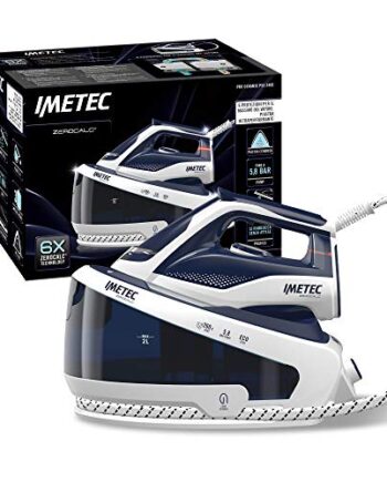 Imetec ZeroCalc PRO PS2 2400 Dampfbügeleisen, Antikalk-Technologie, bis zu 5,8 bar Pumpe, Dampfstoß 260 g, Schiebeplatte aus Keramik, 3 Antikalkfilter im Lieferumfang enthalten.