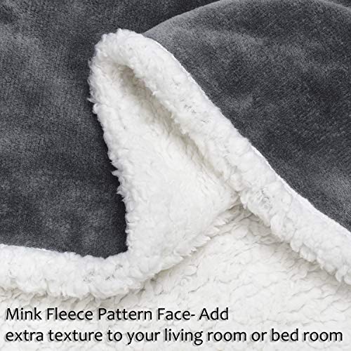 Catalonia Classy Sherpa Koc szary, przytulny, bardzo gruby ciepły koc na sofę, koc na kanapę, dwustronny, super puszysty, polarowy, jako narzuta na sofę lub do salonu, 150 x 130 cm - obrazek 7