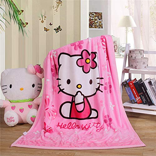 YIMU Koc kreskówka Hello Kitty nadruk narzuta koc miękki pokrowiec flanelowy przytulny pluszowy koc polarowy dla chłopców dziewcząt dzieci maluch dziecko (Hello Kitty 1)