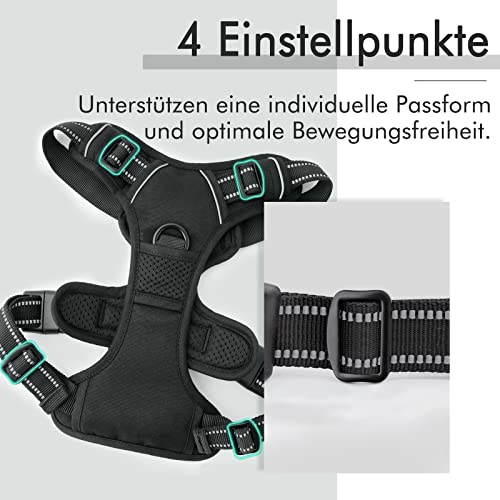 rabbitgoo No-Pull Hundegeschirr für mittelgroße Hunde Welpengeschirr Einstellbar Weich Geschirr Sicher Kontrolle Brustgeschirr Gepolstert Schwarz M - obrazek 8