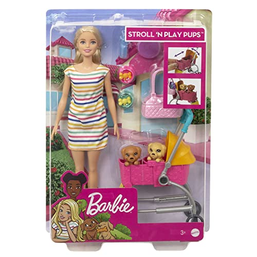 Barbie, Spacerówka Z Pieskami Zestaw Do Zabawy Z Lalką Blondynką, 2 Sz - obrazek 2