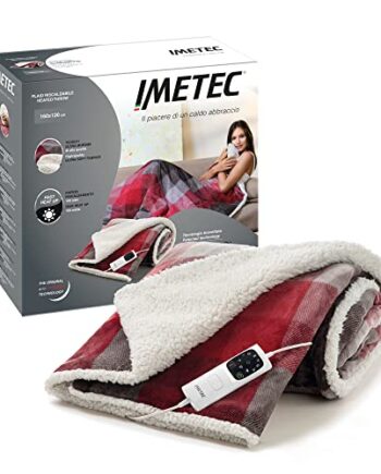 Imetec Adapto Velvet Tartan Heizdecke, 160 x 120 cm, aus samtig weichem Gewebe, mit Adapto-Technologie und Sicherheitssystem, heizt schnell auf, 6 Temperaturen, waschbar in der Waschmaschine