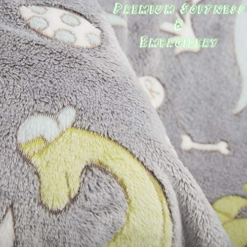 CityComfort Koc z dinozaura, przytulny i dekoracyjny koc flanelowy dla dzieci, koc z polaru Sherpa, ciepły polar, wspaniały prezent dla miłośników dinozaura - obrazek 2