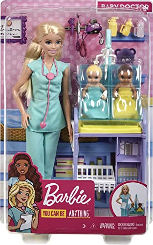 Barbie, Zestaw Do Zabawy Pediatra Z Lalką Blondynką, 2 Małymi Lalkami I Akcesoriami Do Zabawy GKH23 - obrazek 2