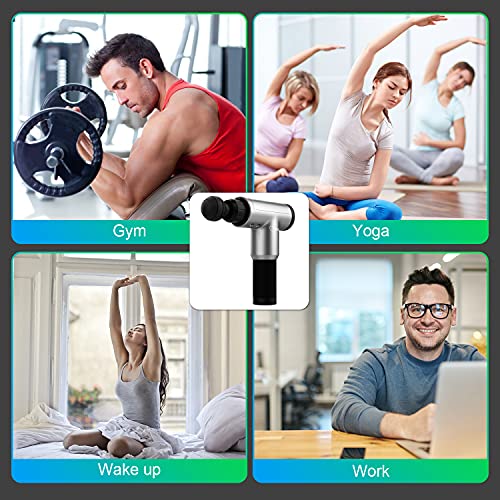 Rybozen Massagepistole, Masajeador de Tejido Profundo Recargable Inalámbrico,Tragbares Massagegerät Elektrische Deep Tissue Massage Gun (Silber) - obrazek 2