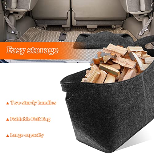 Saijer Holzkorb Filzkorb Filzkorb Kaminholzkorb Filz Allzweckkorb Filztasche Zeitungsständer Holzkorb Faltbar Filz Aufbewahrungskorb Brennholzkorb Holz für Kaminholz Holz Zeitungen Kleidung - obrazek 6