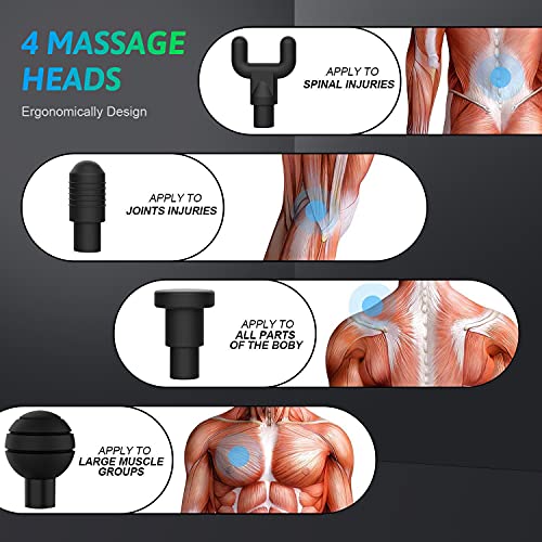 Rybozen Massagepistole, Masajeador de Tejido Profundo Recargable Inalámbrico,Tragbares Massagegerät Elektrische Deep Tissue Massage Gun (Silber) - obrazek 3