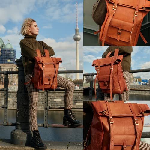 Berliner Bags Vintage Leeds skórzany plecak z kieszenią na laptopa dla - obrazek 8