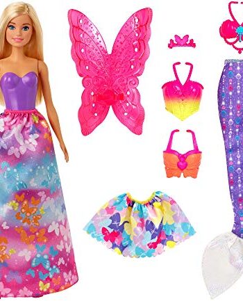 Barbie, Dreamtopia Baśniowe Przebieranki Zestaw Prezentowy Z Lalką I 3 Strojami GJK40