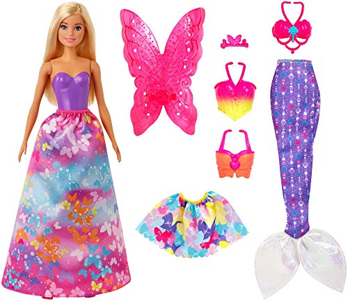 Barbie, Dreamtopia Baśniowe Przebieranki Zestaw Prezentowy Z Lalką I 3 Strojami GJK40