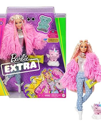 Mattel - Barbie Extra Doll, Fluffy Pink Jacket