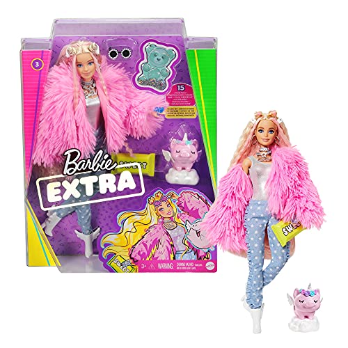 Mattel - Barbie Extra Doll, Fluffy Pink Jacket