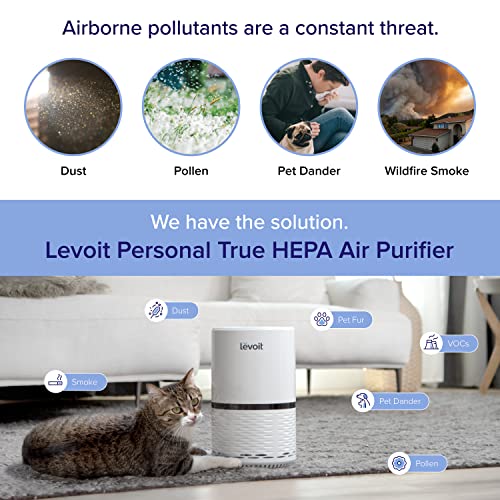 Levoit H13 True HEPA Fil Oczyszczacz Powietrza dla Alergików z Filtrem H13 HEPA i Filtrem z Węglem Aktywnym 28 W Biały/Czarny 21 59 cm x 21 59 cm x 36 83 cm - obrazek 8