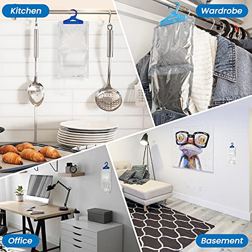 Zestaw 6 wiszących toreb na osuszacz do garderoby 250 g każdy zatrzymuje wilgoć pleśń i kondensację. Do użytku w szafie domu kuchni garażu sypialni przyczepie kempingowej biurze - obrazek 2