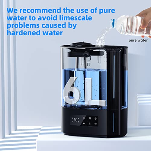 CONOPU Nawilżacz powietrza 6 l ultradźwiękowy nawilżacz powietrza o stałej temperaturze do użytku domowego z trzema trybami cichy nawilżacz powietrza z wieloma trybami wilgotności i funkcją czasu - obrazek 2