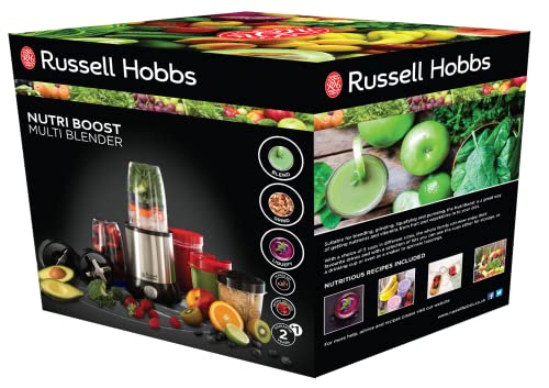 Russell Hobbs Multifunktionsmixer NutriBoost, inkl. 5 BPA-freie und spülmaschinengeeignete Behälter + Deckel, 22.000 U/min, 0.9 PS-Motor, elektrischer Standmixer, Smoothie-Maker 23180-56 - obrazek 2