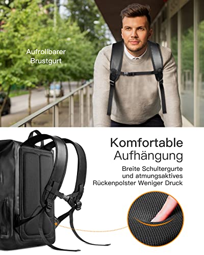 Inateck RollTop plecak na laptopa o przekątnej ekranu 15,6 cala, wodoszczelny, męski i damski, 23 l, plecak rowerowy, plecak szkolny, plecak na uniwersytet, rower, czas wolny, do uprawiania sportu, podróży, jazdy na rowerze, plecak dzienny - obrazek 2