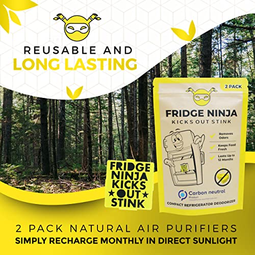 Odświeżacze do lodówki (2 sztuki) – kompaktowy rozmiar bambusowy węgiel do lodówki i odświeżacz powietrza wielokrotnego użytku oczyszczacz powietrza z węglem aktywnym – również do toreb na lunch i lodówek - obrazek 3