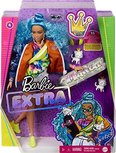 Mattel - Barbie Extra Doll, Blue Curly Hair - obrazek 4