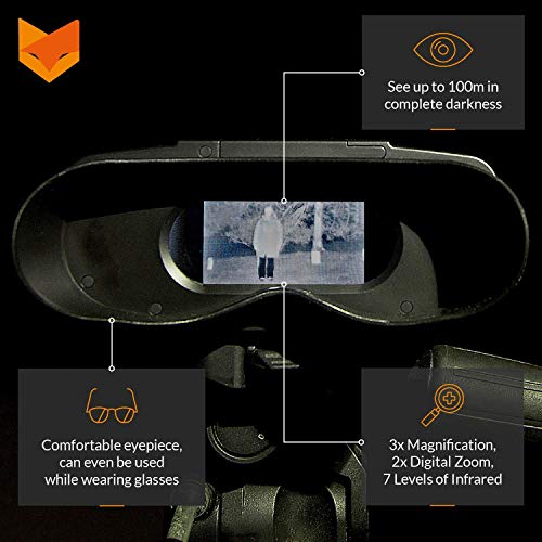 Nightfox 100V - Cyfrowa lornetka noktowizyjna na podczerwień - z funkcją zoom 3x20 - szeroki ekran - obrazek 6