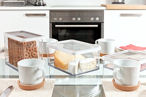 Rotho Loft rechteckige Vorratsdose 3,2l mit Deckel und Dichtung, Kunststoff (SAN) BPA-frei, transparent/weiss, 3,2l (20,0 x 10,0 x 21,4 cm) - obrazek 3