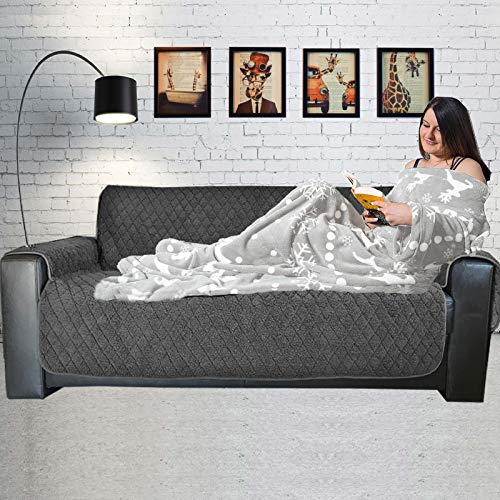 JEMIDI HOMELEVEL koc do wtulania się z mikrofibry, z rękawami i rękawami, koc na sofę, 200 cm x 150 cm, koc do telewizora, koc z ramionami, szary, norweski design, koc (jasnoszary, norweski design) - obrazek 5