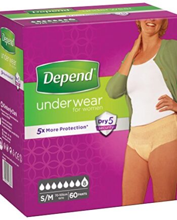 Depend M207556C Chłonna Bielizna Damska na Nietrzymanie Moczu, S/M, Beżowy, 60 Sztuk