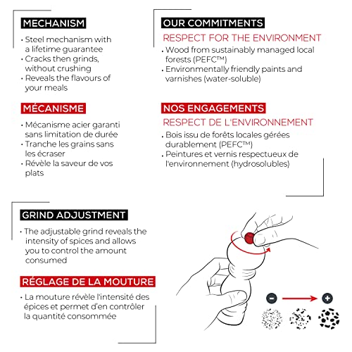 Peugeot 2/21283 Fidji Pfeffer-/Salzmühle Holz, 5,2 x 5,2 x 12 cm, matt schwarz - obrazek 4