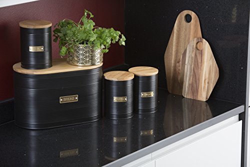 Typhoon Living Brotkasten mit Bambus Deckel, Schwarz Matt / Gold, 34 x 19.5 x 20.5 cm - obrazek 4