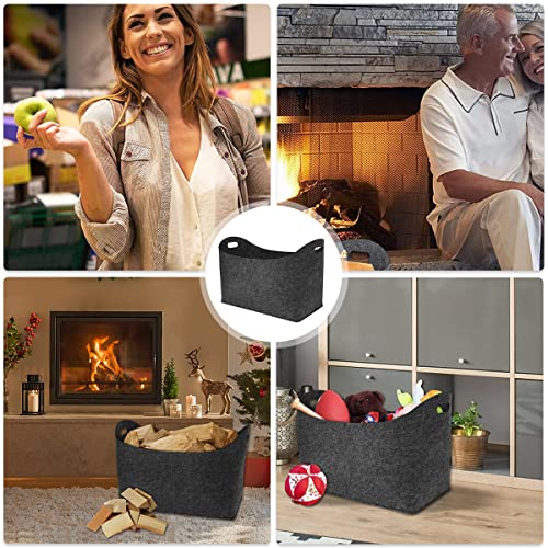 Saijer Holzkorb Filzkorb Filzkorb Kaminholzkorb Filz Allzweckkorb Filztasche Zeitungsständer Holzkorb Faltbar Filz Aufbewahrungskorb Brennholzkorb Holz für Kaminholz Holz Zeitungen Kleidung - obrazek 3