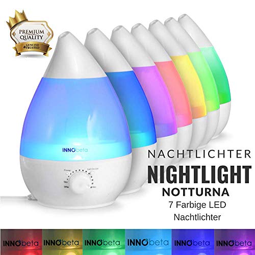 Innobeta Waterdrop 2 4 Litra Ultradźwiękowy Nawilżacz Powietrza Cool Mist Z Filtrem Dla Niemowląt Dzieci Na Całą Noc Cichy Automatyczne Wyłączanie Trwały 7 Kolorowych Diod Led (Do 35 M²) - obrazek 7