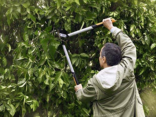 Fiskars Sekator dźwigniowy, kowadełkowy PowerGearX do suchego i twardego drewna, Powłoka nieprzywierająca, Hartowana stal, Długość: 80 cm, Czarny/ pomarańczowy, LX99-L, 1020189 - obrazek 6