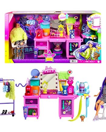 Mattel Barbie Extra Toaletka Zestaw + Lalka Modowy zestaw dla dzieci GYJ70