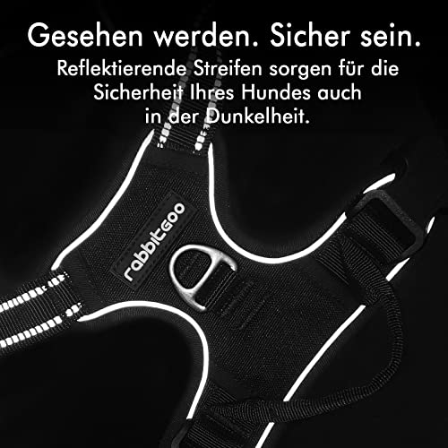 rabbitgoo No-Pull Hundegeschirr für mittelgroße Hunde Welpengeschirr Einstellbar Weich Geschirr Sicher Kontrolle Brustgeschirr Gepolstert Schwarz M - obrazek 4