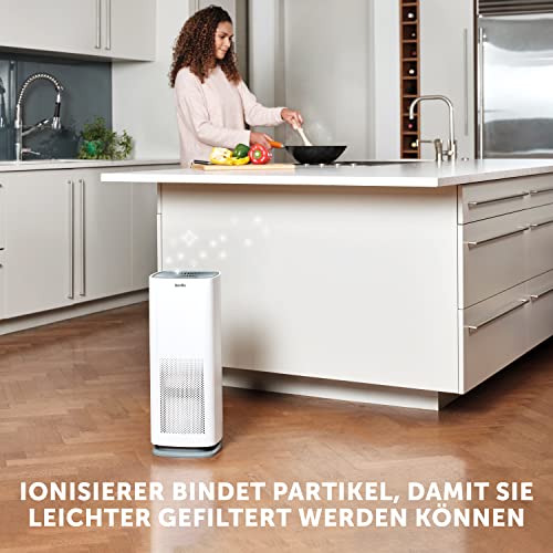 Breville Oczyszczacz powietrza 360° Autosense Cichy filtr HEPA H13 True usuwa 99 97% kurzu dymu pyłku i wielu innych 4 poziomy wentylatora. Tryb nocny wskaźnik wymiany filtra panel dotykowy - obrazek 3