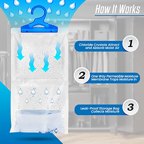 Zestaw 6 wiszących toreb na osuszacz do garderoby 250 g każdy zatrzymuje wilgoć pleśń i kondensację. Do użytku w szafie domu kuchni garażu sypialni przyczepie kempingowej biurze - obrazek 3