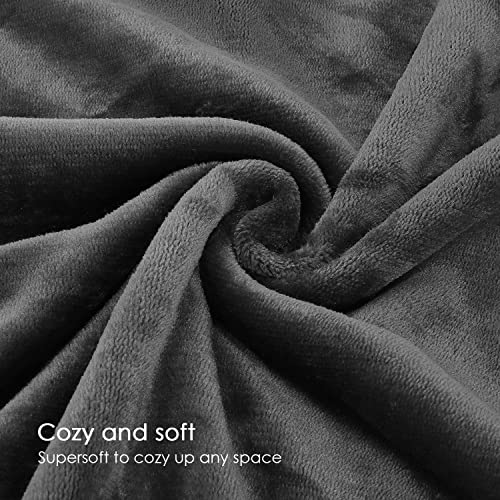 RATEL dwuwarstwowy koc polarowy z mikrofibry, 460 g/m², ulepszona, miękka flanela, na podwójne łóżko, sofę i krzesła, wykwintna pościel, ciepły koc, przytulny, trwały, szary, 150 x 200 cm - obrazek 3