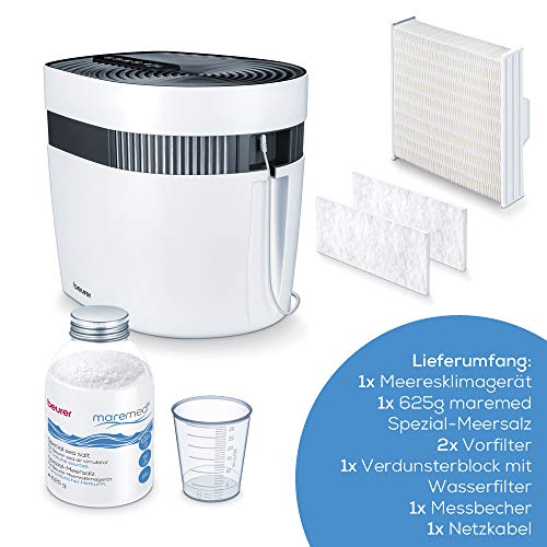 Beurer maremed MK 500 Meeresklimagerät, Luftbefeuchtung und Luftreinigung für ein naturidentisches Meeresklima, Mineralisierung mit Meeressalz, filtert Bakterien und Viren - obrazek 14