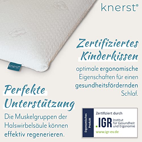 Ergonomisches Kinderkopfkissen | 50x25 | Made in EU | Öko-Tex | Kinderkissen ab 2 Jahre + Bio Bezug | Kinderkopfkissen Hypoallergen | Flaches Kopfkissen Kleinkind Memory Schaum - obrazek 5