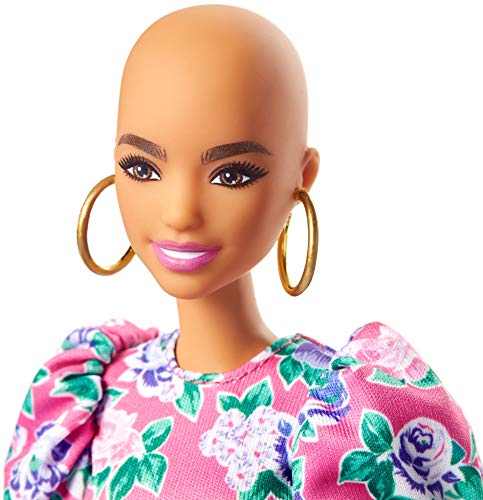 Barbie GHW64 - Lalka Barbie Fashionistas 150 (błyszcząca) z sukienką w kwiaty - obrazek 6
