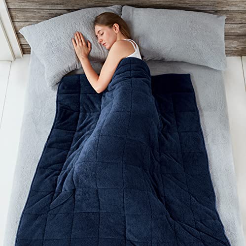 Sleepdown Koc obciążeniowy, 6 kg, miękki polar, terapia sensoryczna, granatowy, lęk, autyzm, bezsenność, ulga w snu, dla dorosłych i dzieci, rozmiar podwójny, 120 cm x 180 cm - obrazek 2