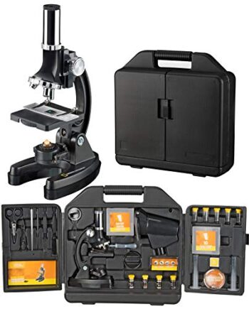 National Geographic Mikroskop dla początkujących 300-1200x z oświetleniem na baterie, obszerne akcesoria, łatwa do zrozumienia instrukcja i praktyczna walizka transportowa, czarny