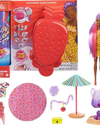 Barbie GTN18​ Color Reveal Foam! Doll & Pet Friend with 25 Surprises: Scented Bubble Solution, Outfits, Hair Extension, Multicolor, 19.1 cm*10.2 cm*10.2 cm